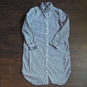J.Crew Blue Check Longline Button-Up Shirt Dress
